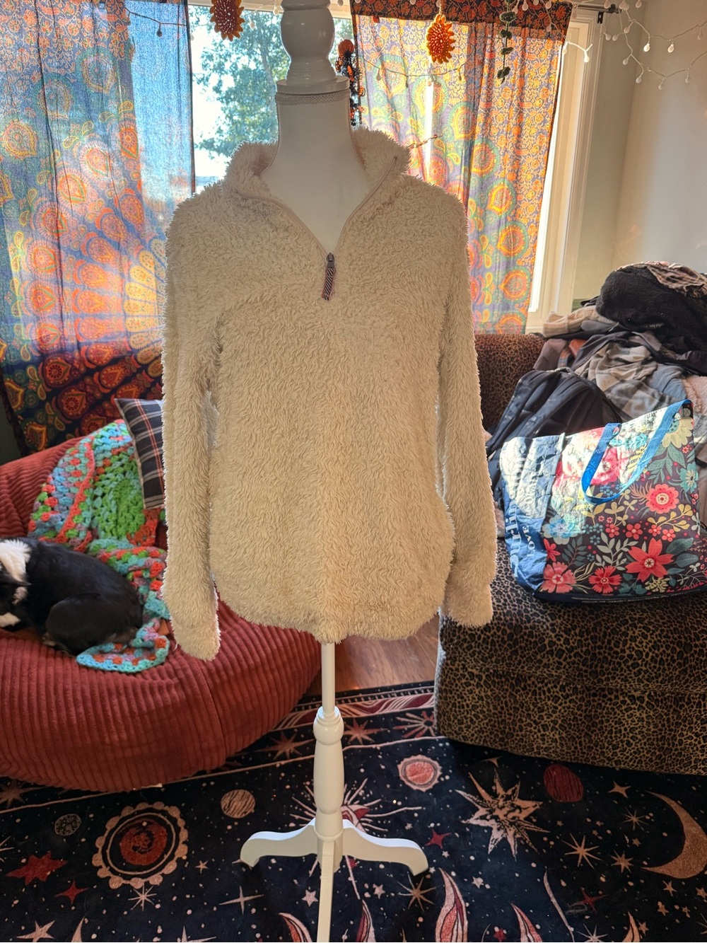 Weatherproof Women's Gray Sweatshirt with Cream Sherpa Lining